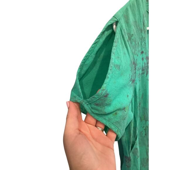 CMC Color Me Cotton Womens Midi Dress Sz Medium Green Boho Cotton Lagenlook READ - Picture 5 of 9